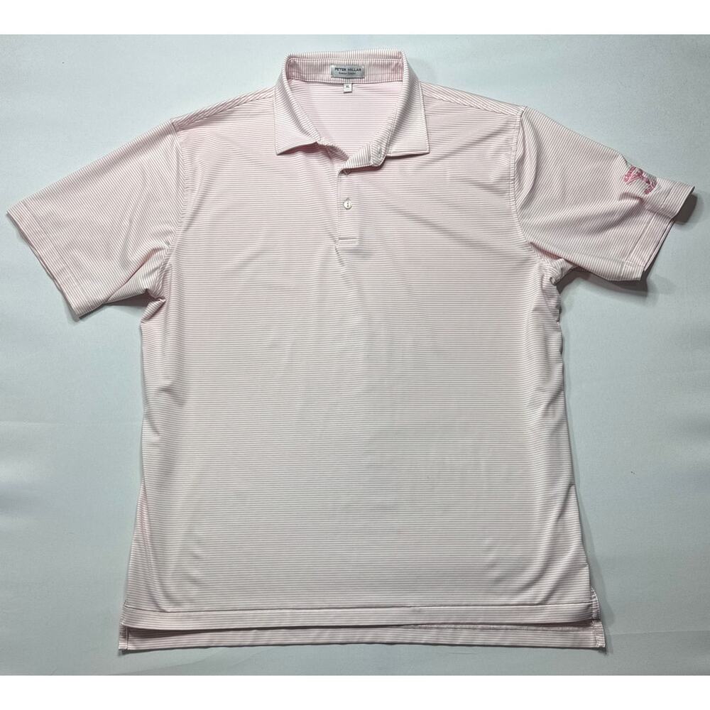 Peter Millar Summer Comfort Men's "Champions Golf Club" Pink Striped Polo - XL